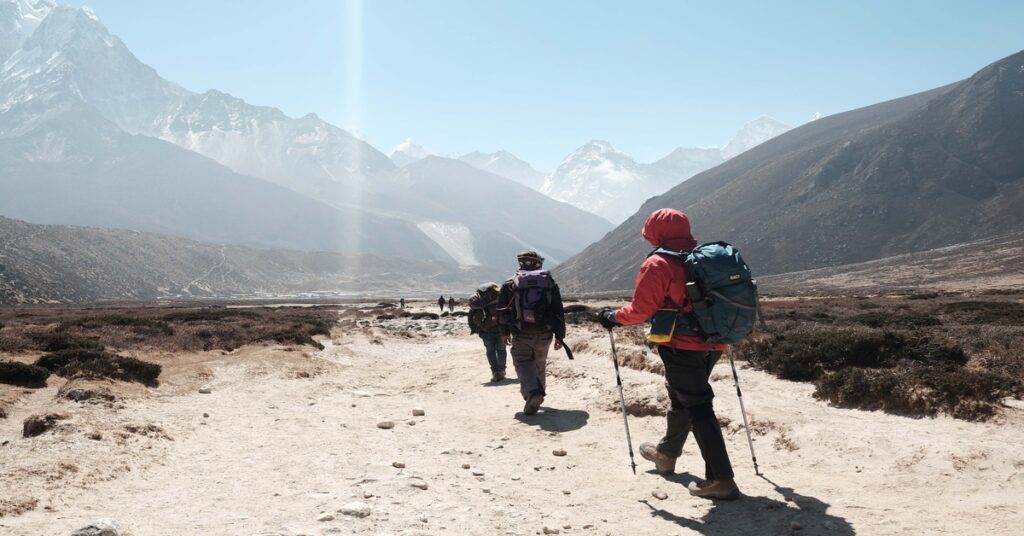 hiker with trekking poles