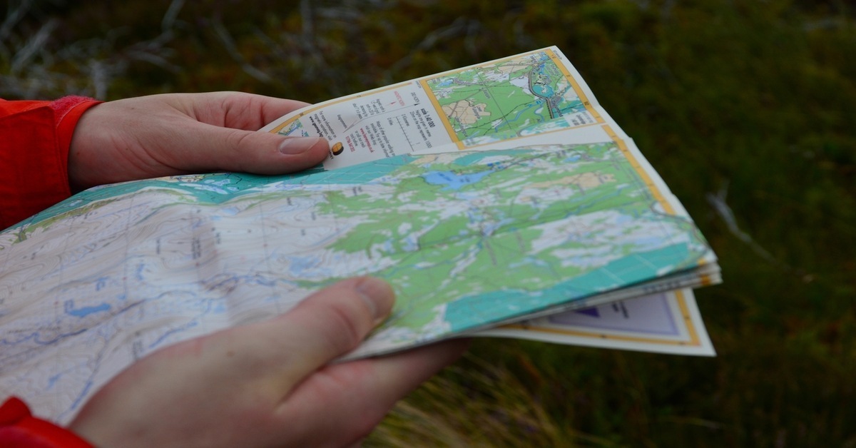 Using a map at a campsite