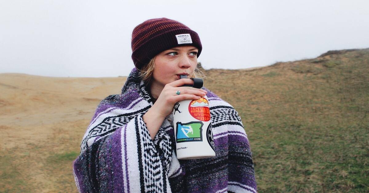 hiker drinking water