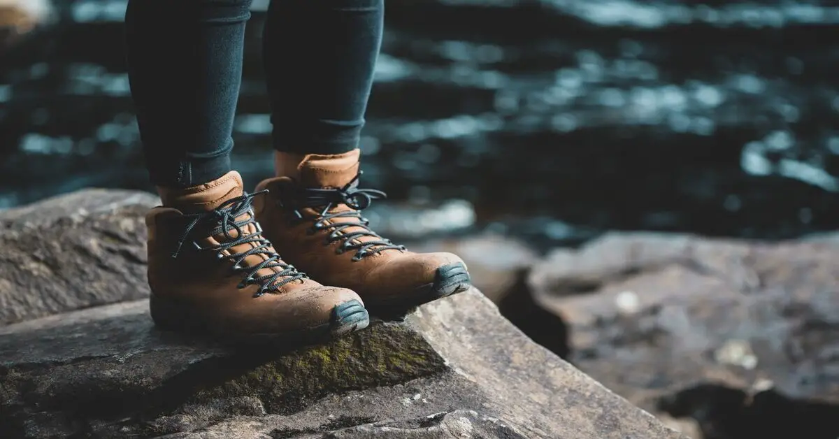 hiker's boot with laces