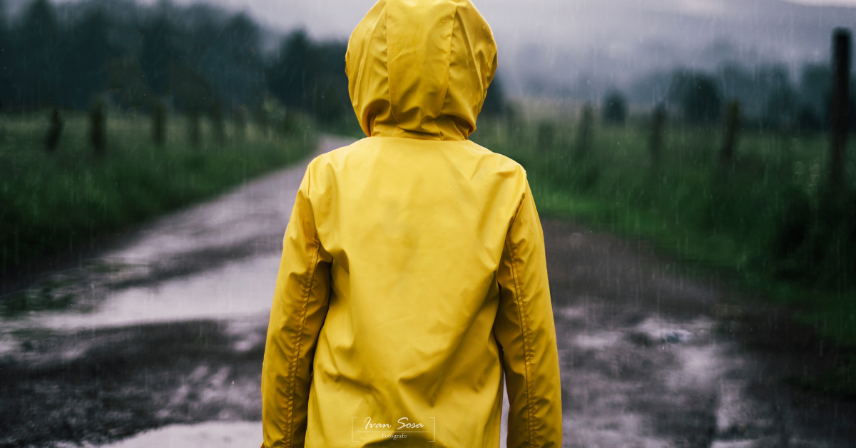 hiker with waterproof jacket