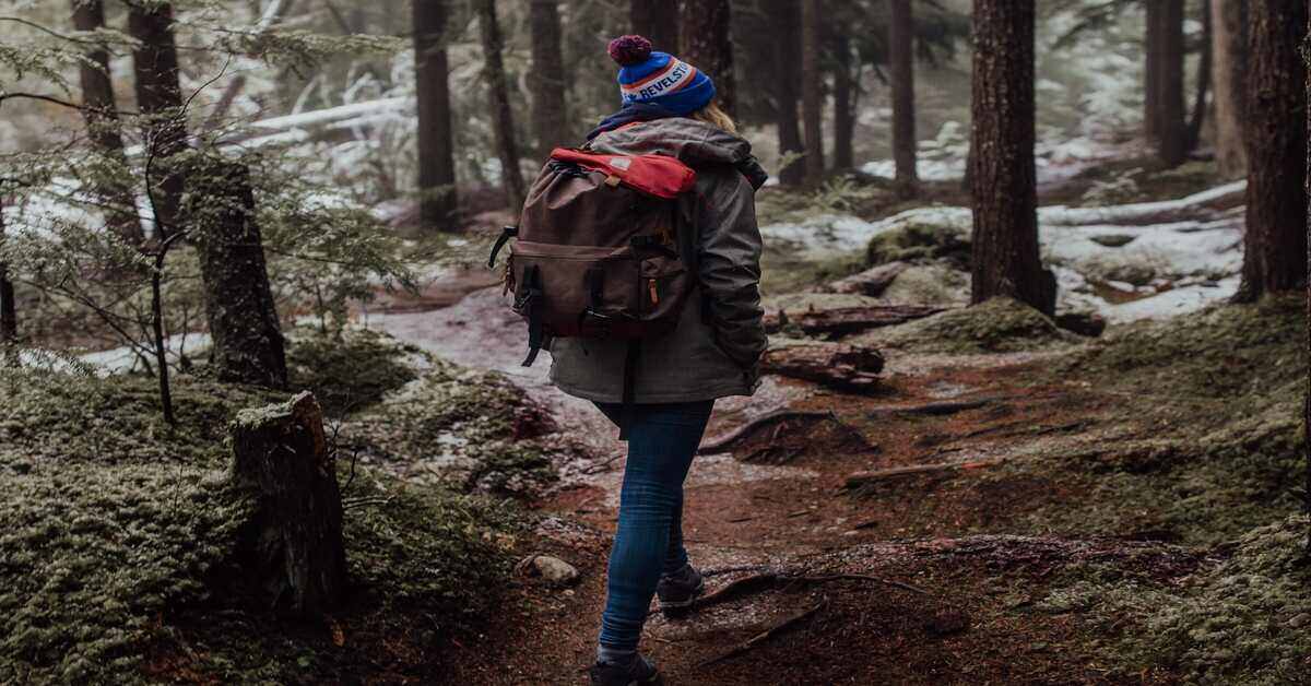 hiker with hat during winter