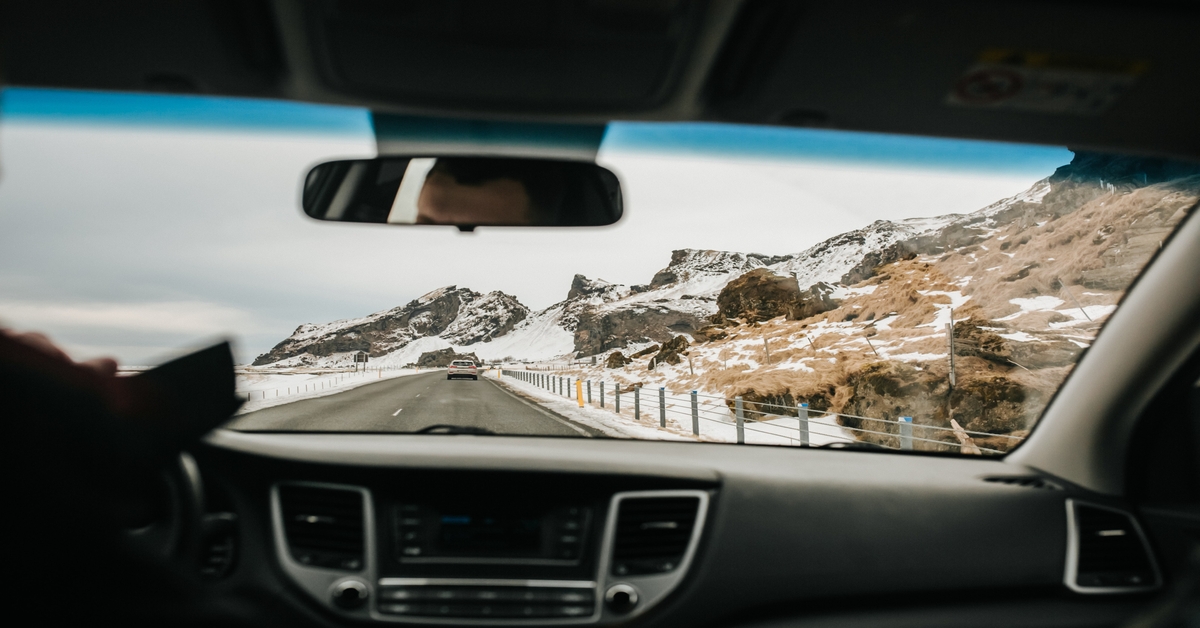 Car dashboard while on a trip