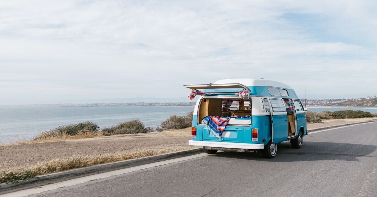 camping van by the lakeside