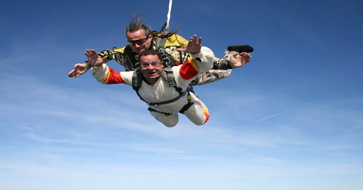 two people skydiving