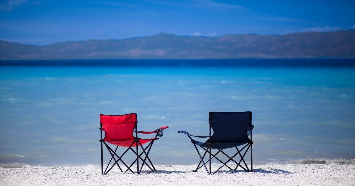 camping chairs at the shore