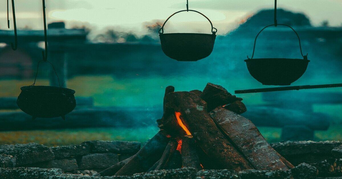 Campfire and food containers