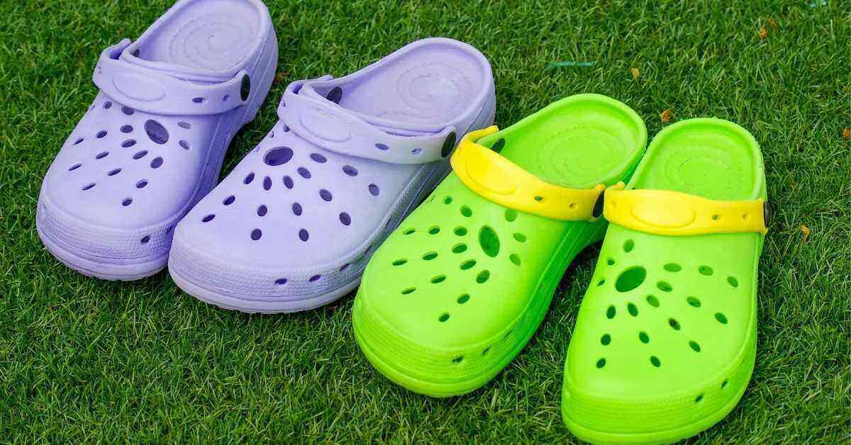 Crocs shoes on grass