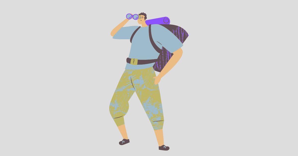 graphic of hiker using binoculars